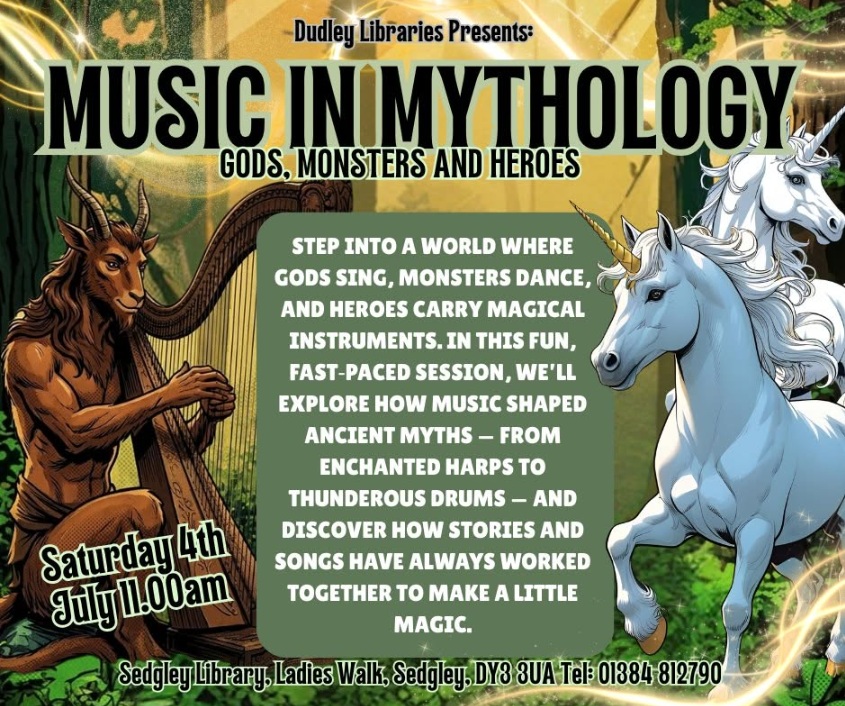 Sedgley library mythology event 4 July 2026